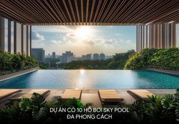 Hồ bơi sky pool bên trong tháp Lusso Saigon